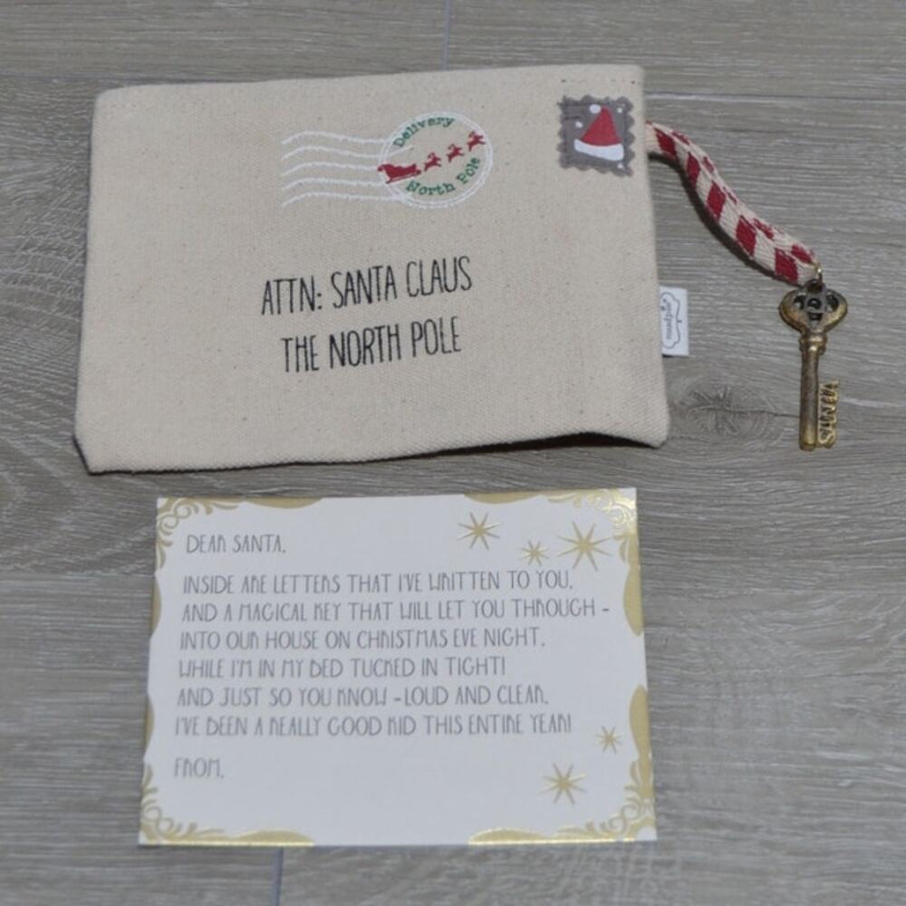 mudpie Letters to Santa Fabric Pouch with Key and Letter